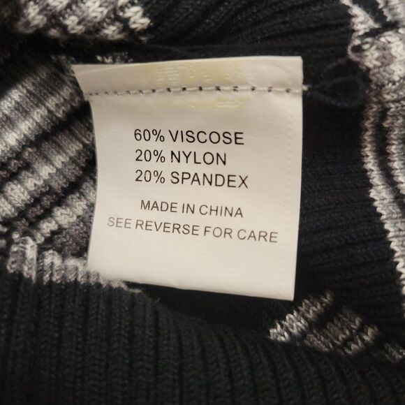 Black and White Bodycon Dress Long Sleeve Knit Sweater Sexy Spring Dress -Size L - Picture 5 of 8